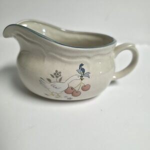 Vintage International China Marmalade Gravy Boat Goose Cherries Stoneware